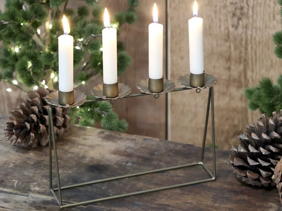 Chic Antique Kerzenständer mit 4 Haltern für Stabkerzen