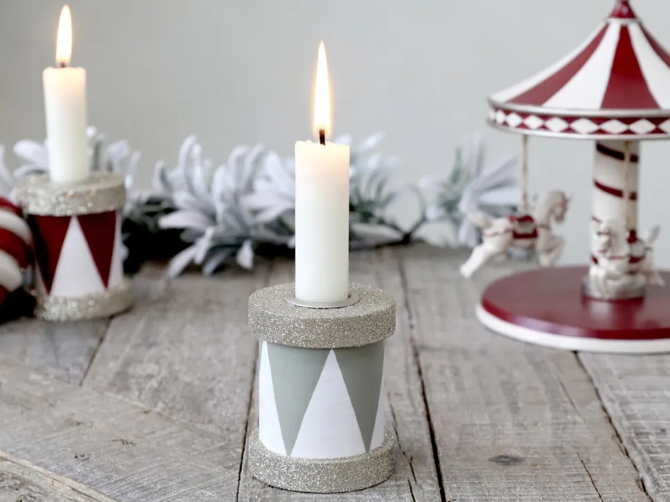 Chic Antique Kerzenständer Trommel mit Glitzer