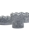 Chic Antique Kerzentablett mit Blumenkante 3er Set