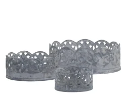 Chic Antique Kerzentablett mit Blumenkante 3er Set