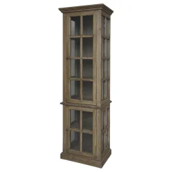 Chic Antique Landhaus Vitrinenschrank Marseille mit 2 Türen und Regalen