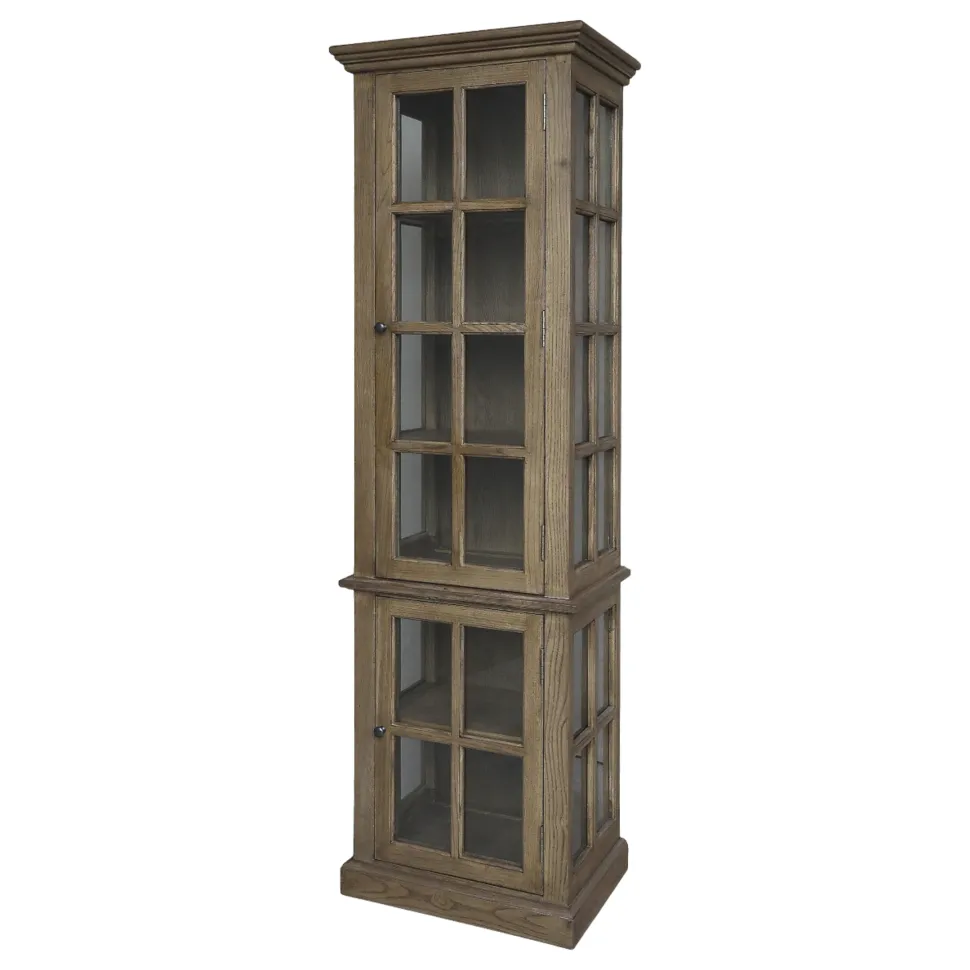 Chic Antique Landhaus Vitrinenschrank Marseille mit 2 Türen und Regalen