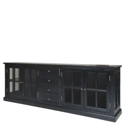 Chic Antique Landhaus Vitrinenschrank Marseille mit 4 Türen und 4 Schubladen