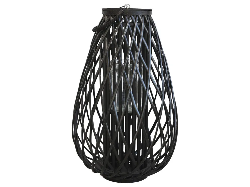 Chic Antique Laterne geflochten schwarz