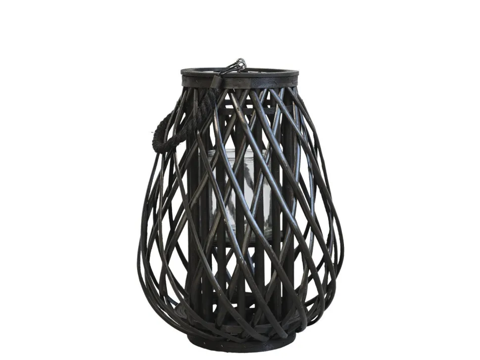 Chic Antique Laterne geflochten schwarz