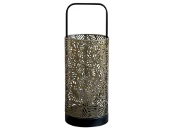 Chic Antique Laterne mit Muster, Glühbirne & Timer