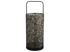 Chic Antique Laterne mit Muster, Glühbirne & Timer