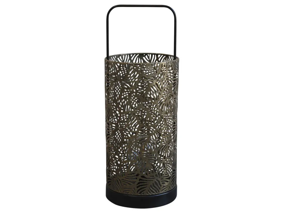 Chic Antique Laterne mit Muster, Glühbirne & Timer