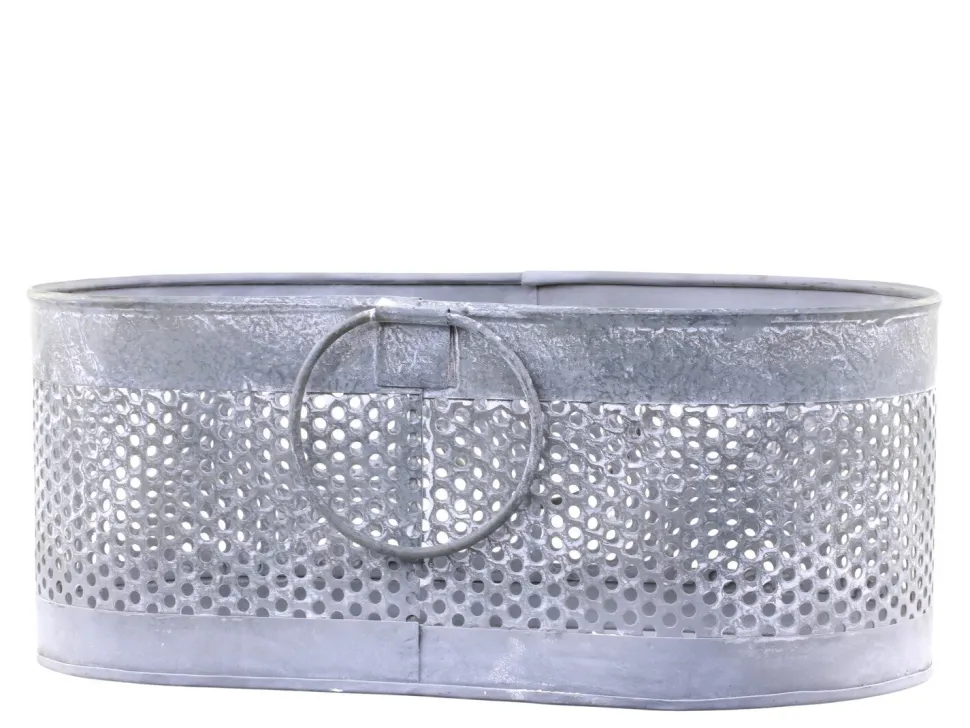 Chic Antique Metall Korb mit Lochmuster oval