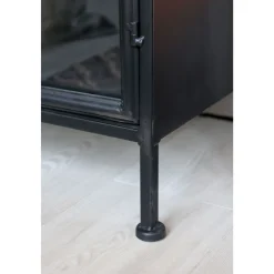 Chic Antique Metall Vitrinenschrank mit 2 Türen und Regalen