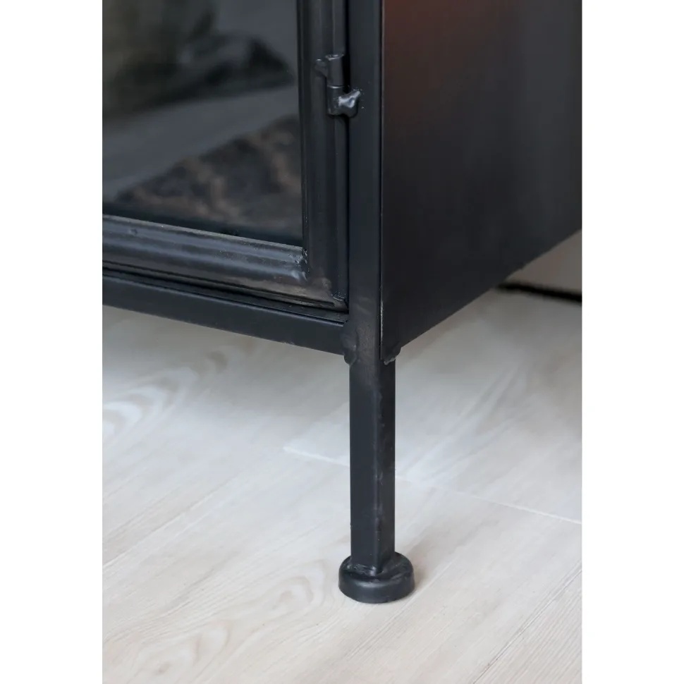 Chic Antique Metall Vitrinenschrank mit 2 Türen und Regalen