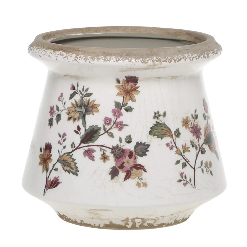 Chic Antique Nancy Blumentopf Typ 3 mit Blumenmotiv