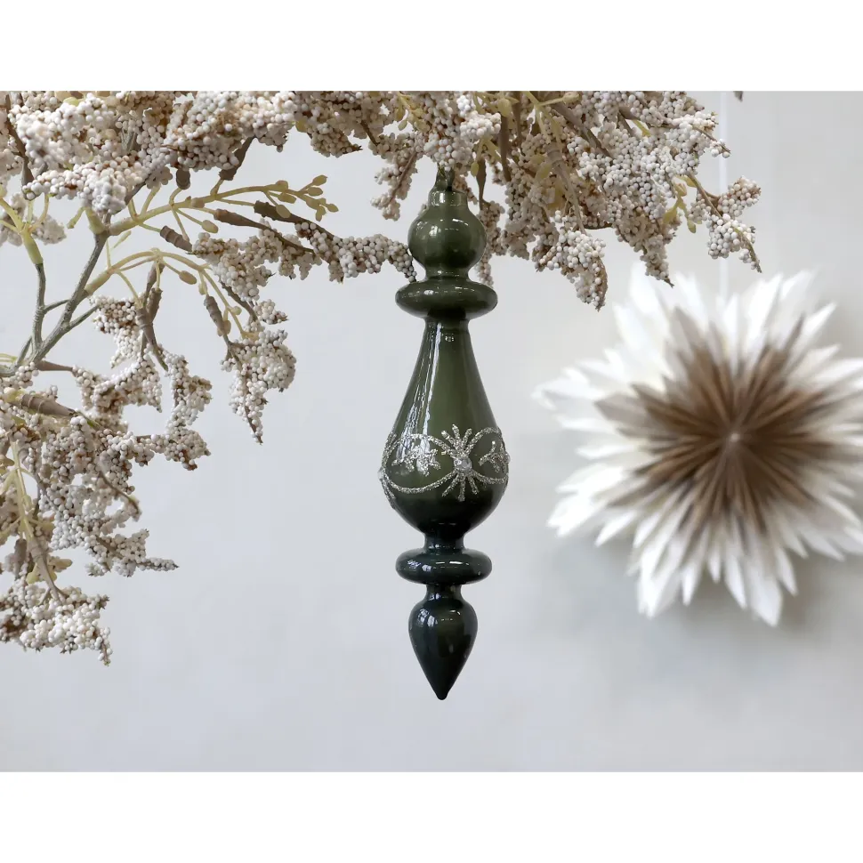 Chic Antique Ornament aus Glas mit Glitzer