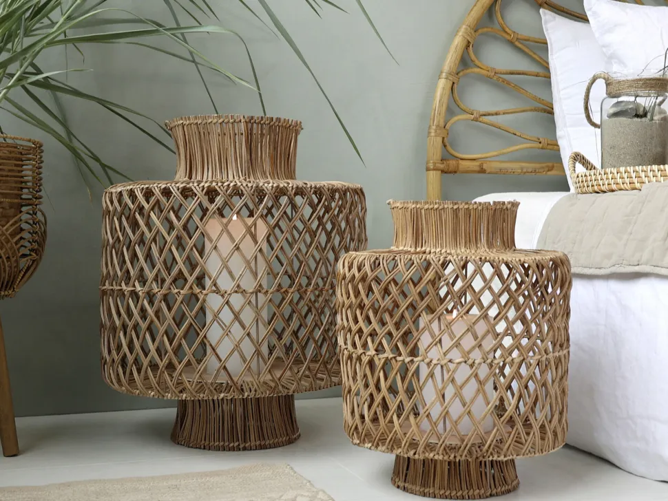 Chic Antique Rattan Laterne geflochten
