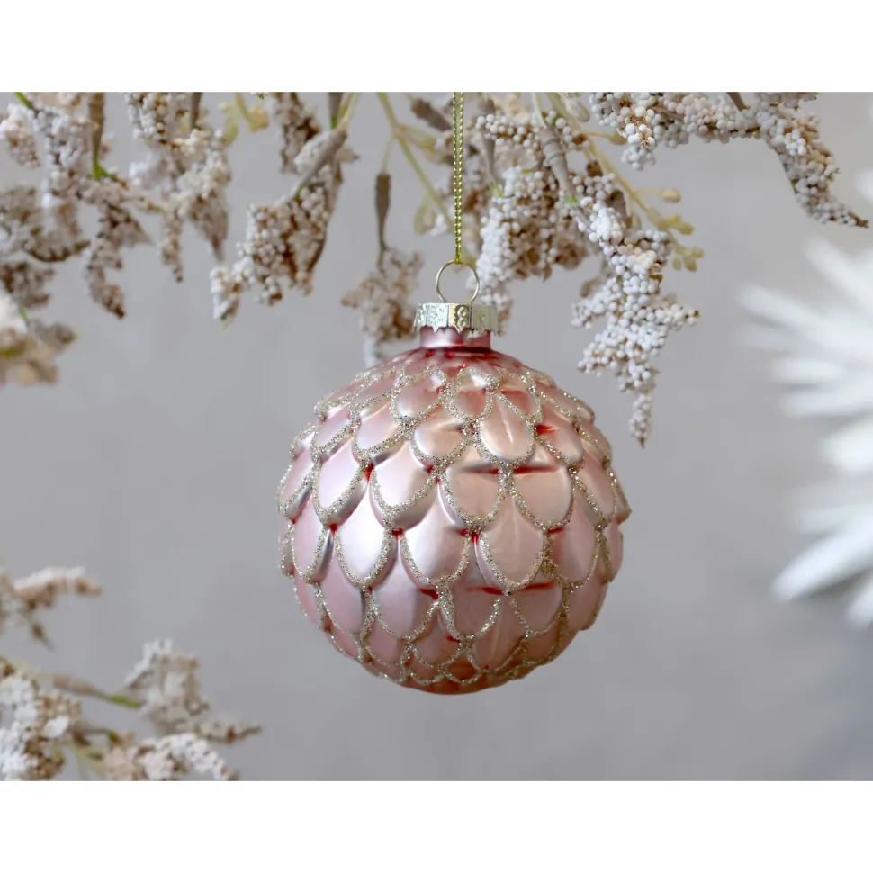 Chic Antique Rosa Weihnachtskugel aus Glas
