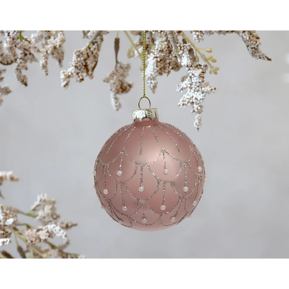 Chic Antique Rosa Weihnachtskugel aus Glas