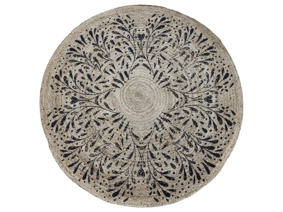 Chic Antique Runder Teppich aus Jute mit Muster