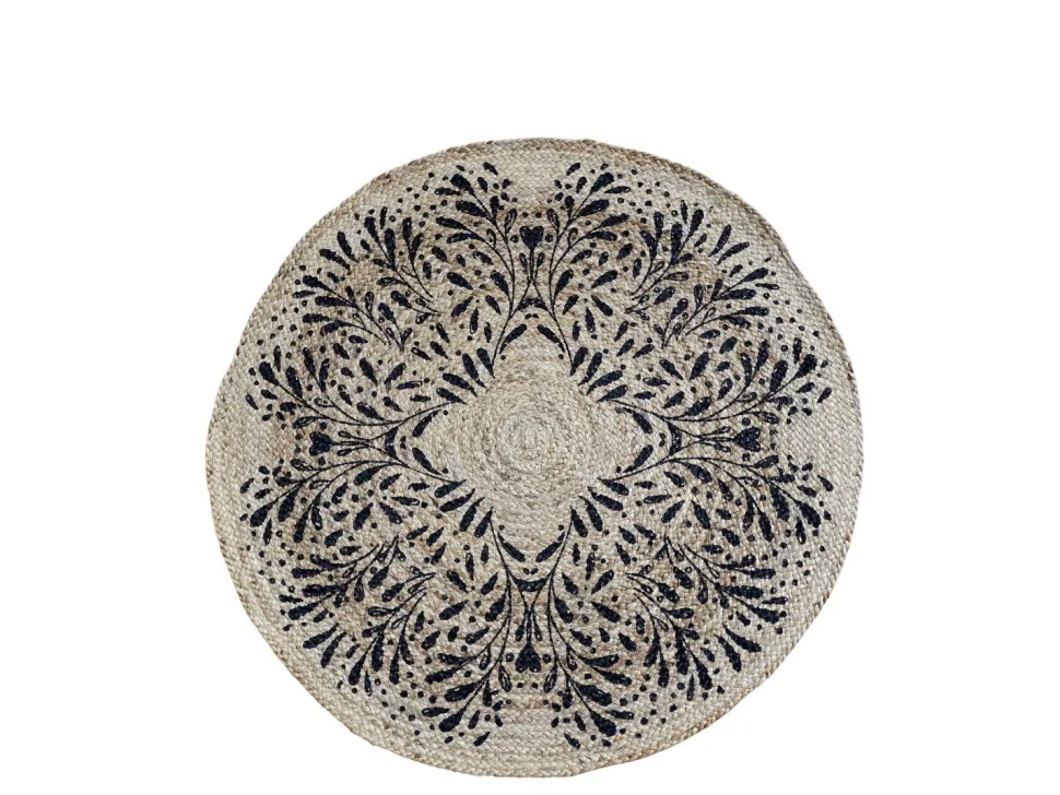 Chic Antique Runder Teppich aus Jute mit Muster