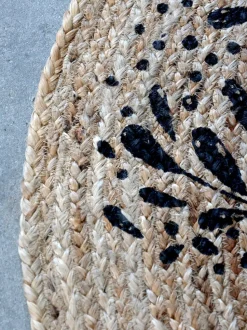 Chic Antique Runder Teppich aus Jute mit Muster