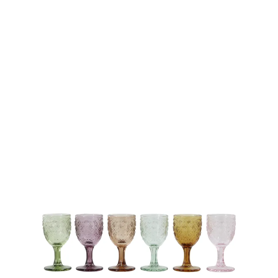 Chic Antique Saint-Émilion kleine farbige Likör Gläser mit Fuß 6er