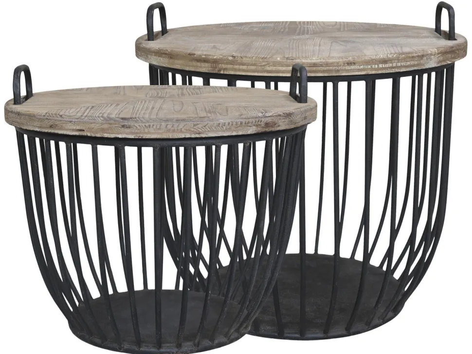Chic Antique Shabby Sofatisch mit Holzdeckel 2er Set
