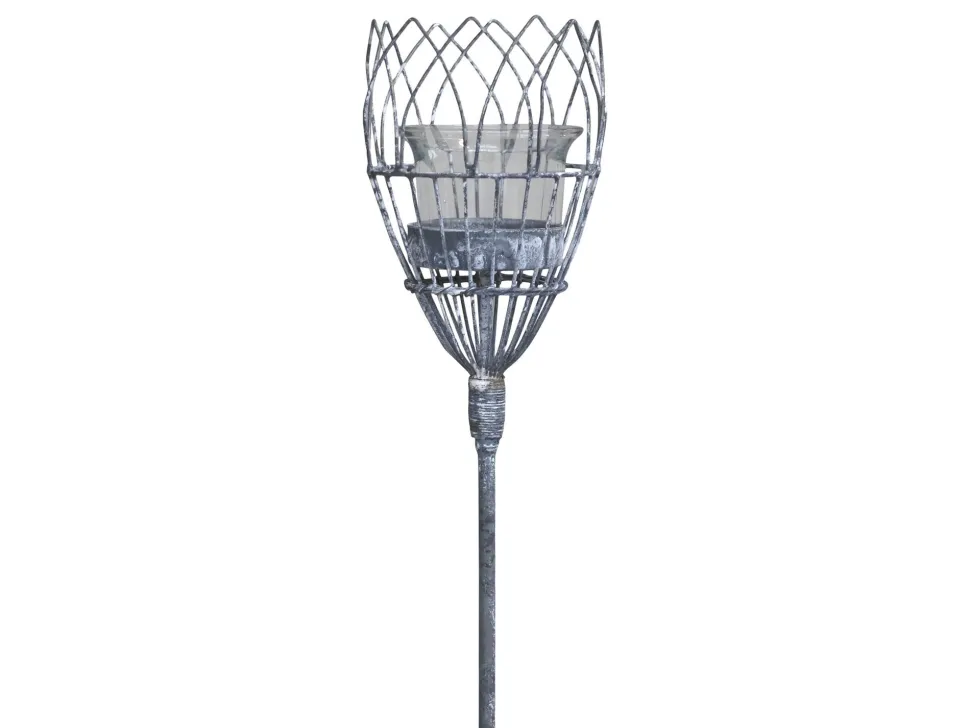 Chic Antique Spieß für Teelichthalter mit Glas aus Eisen