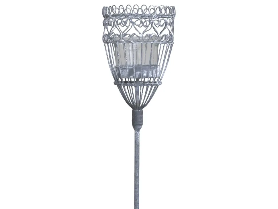 Chic Antique Spieß für Teelichthalter mit Glas aus Eisen