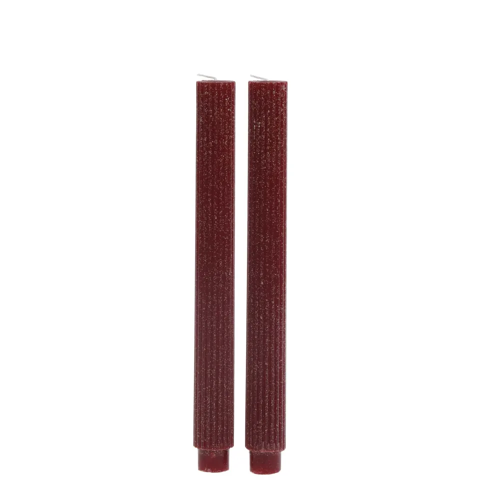 Chic Antique Stabkerze mit Rillen und Glitzer 2er-Set
