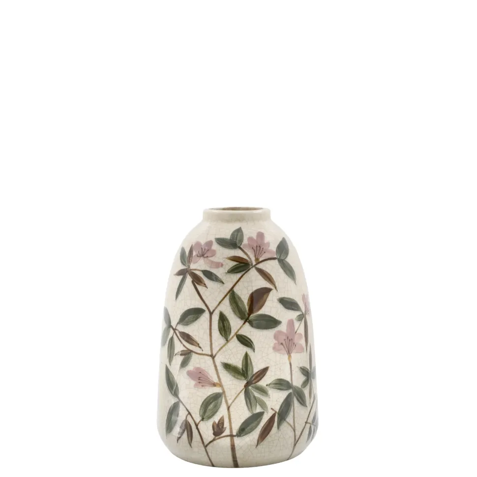 Chic Antique Steingut Vase mit Blumenmotiv 2