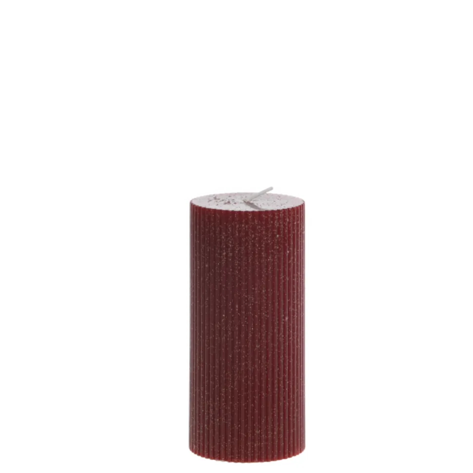 Chic Antique Stumpenkerze mit Rillen und Glitzer
