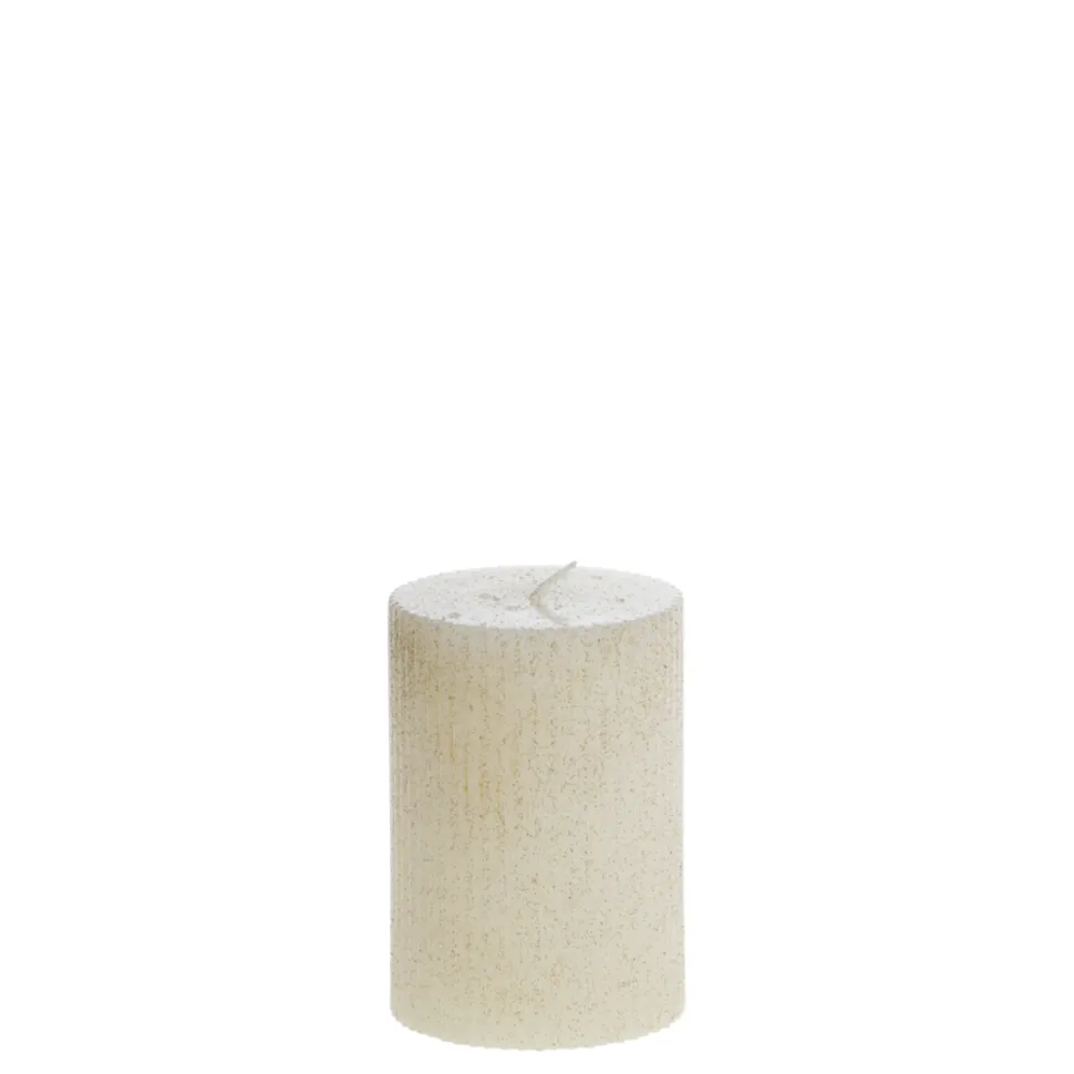 Chic Antique Stumpenkerze mit Rillen und Glitzer