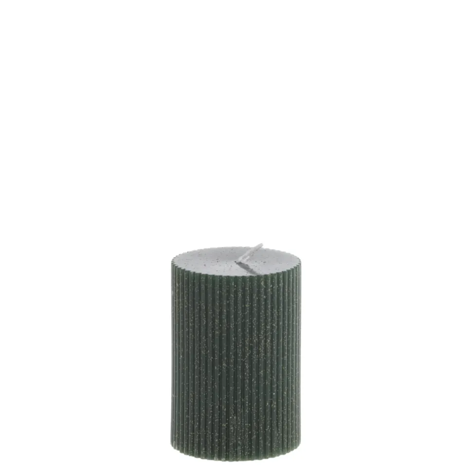 Chic Antique Stumpenkerze mit Rillen und Glitzer