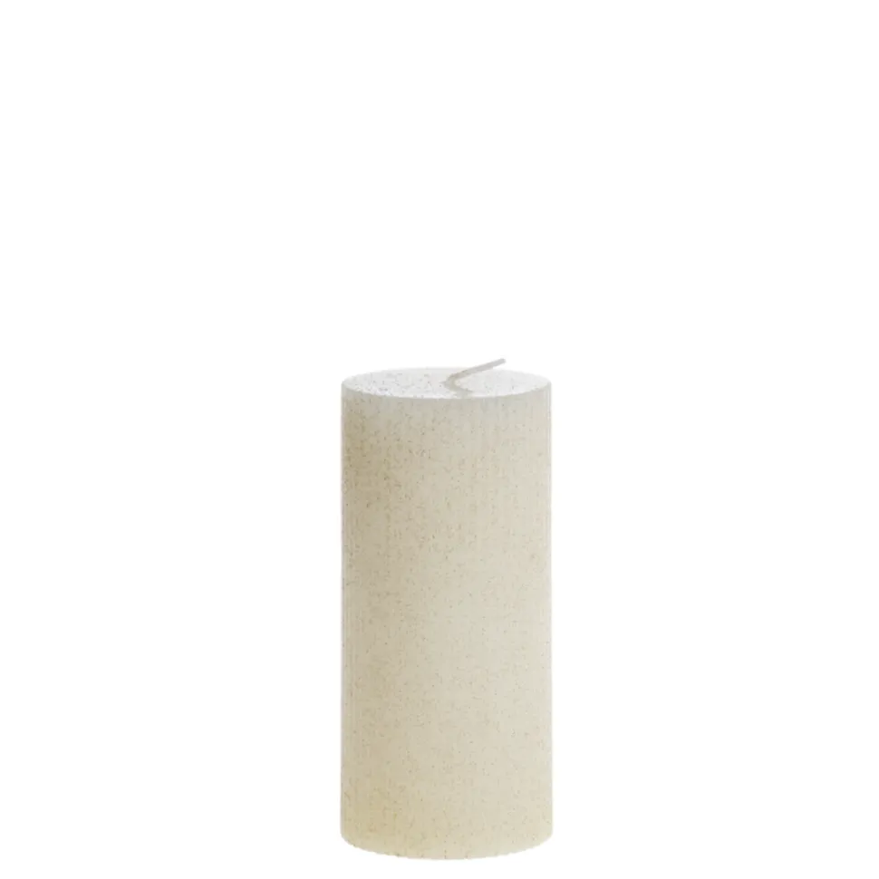 Chic Antique Stumpenkerze mit Rillen und Glitzer
