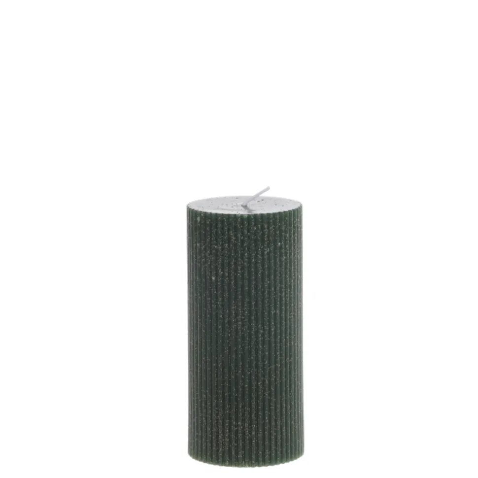 Chic Antique Stumpenkerze mit Rillen und Glitzer