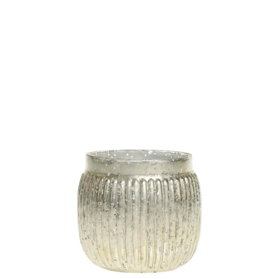 Chic Antique Teelichthalter mit Rillen in Silber