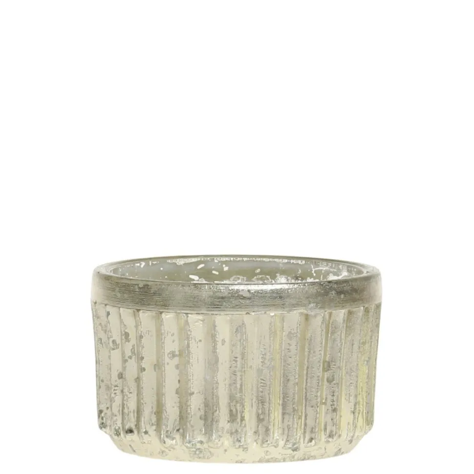 Chic Antique Teelichthalter mit Rillen in Silber