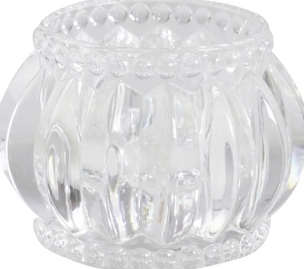 Chic Antique Teelichthalter mit Nuten und Perlenkante