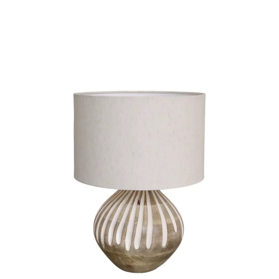 Chic Antique Tischlampe mit Muster und Leinen Lampenschirm