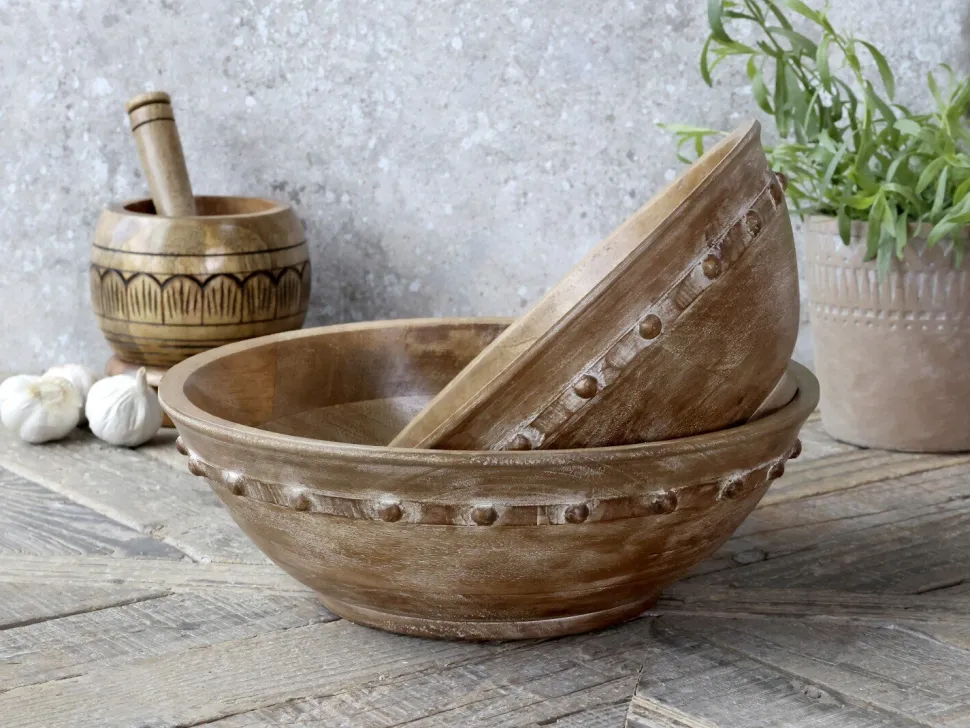 Chic Antique Tours Schüssel in Holz mit Muster