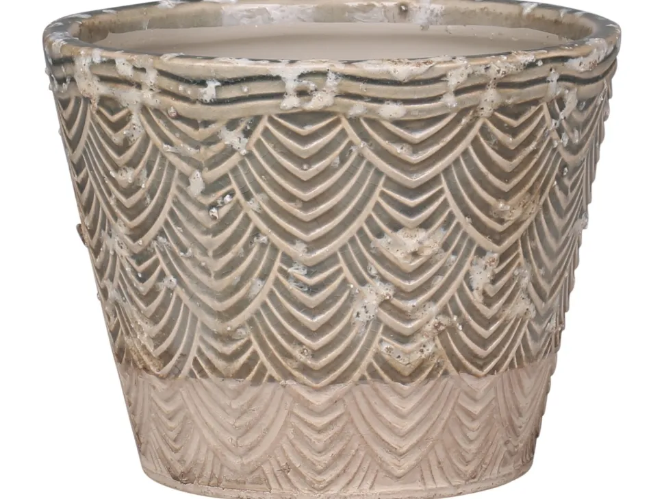 Chic Antique Valence Übertopf mit Blattmuster
