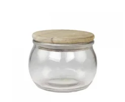 Chic Antique Vallet Aufbewahrungsglas mit Holzdeckel rund