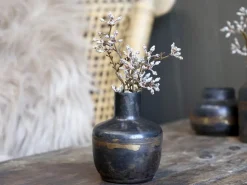 Chic Antique Vase aus Eisen, schwarz