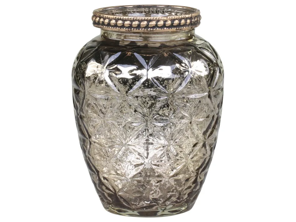 Chic Antique Vase mit Perlenkante und Schliff