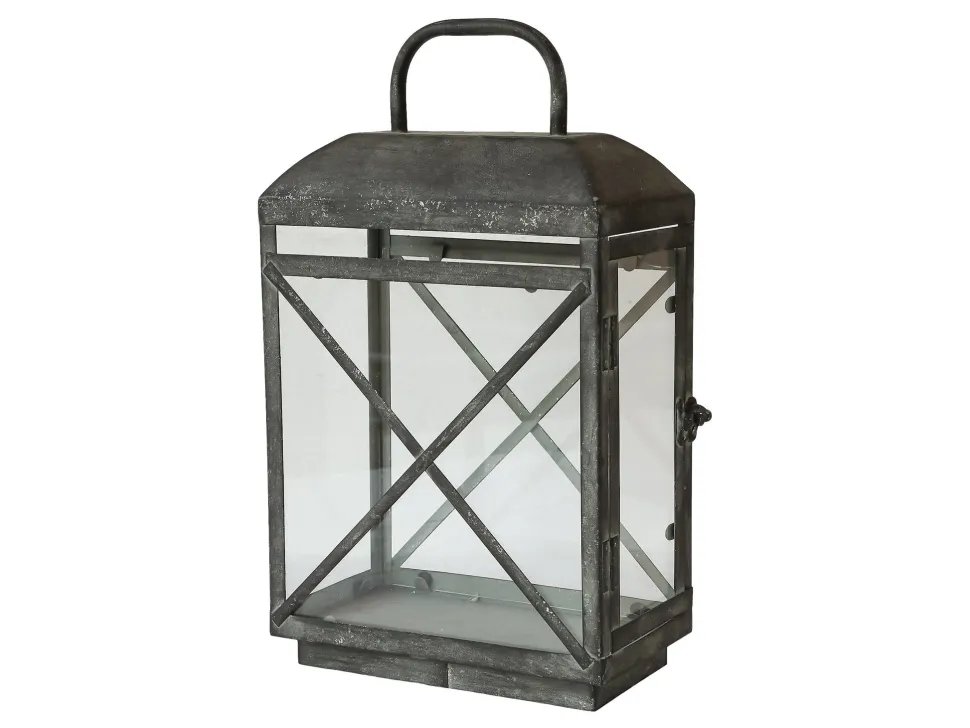 Chic Antique Vintage Laterne mit Eisenkreuz