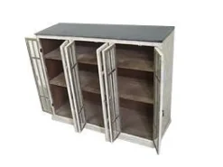 Chic Antique Vitrine mit 6 Türen und schwarzem Top