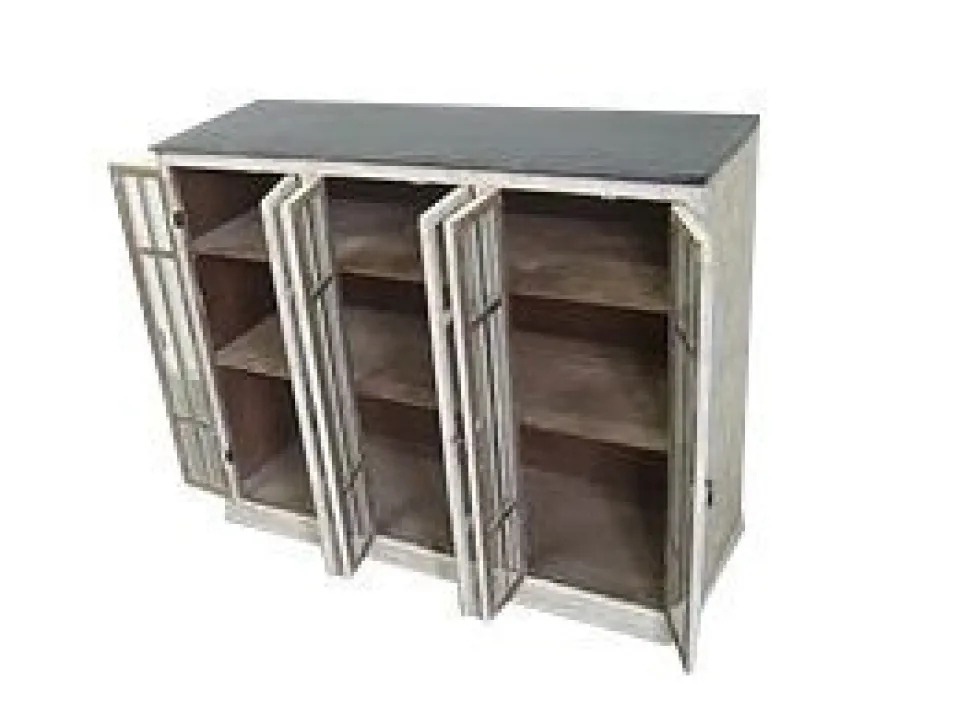 Chic Antique Vitrine mit 6 Türen und schwarzem Top