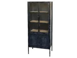Chic Antique Vitrinenschrank mit Glastüren im Industrial Look