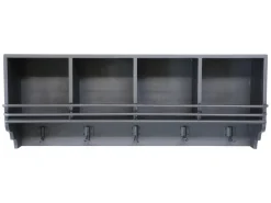 Chic Antique Wandregal mit 4 Fächern und 5 Haken
