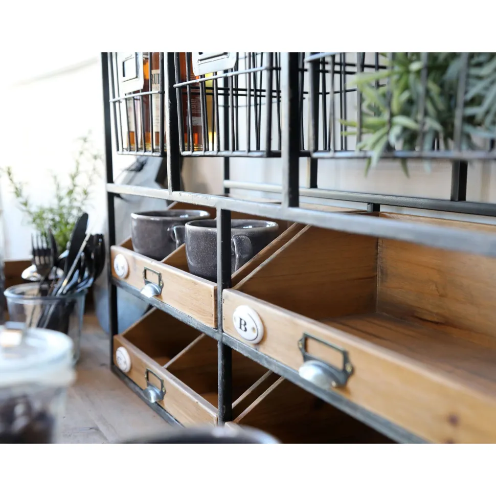 Chic Antique Wandregal mit Schubladen