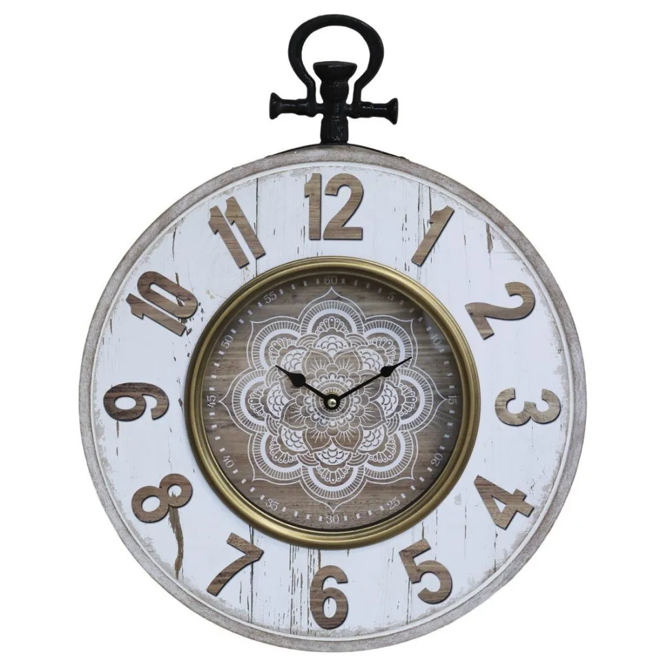 Chic Antique Wanduhr mit floralem Muster